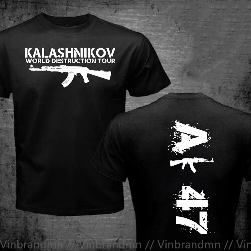 Man T-shirt Cotton Tee Shirt Brand Tops AK-47 KALASH Kalashnikov Cool Weapon T-shirt Black Man Summer T Shirt 4XL 5XL 6XL tshirt