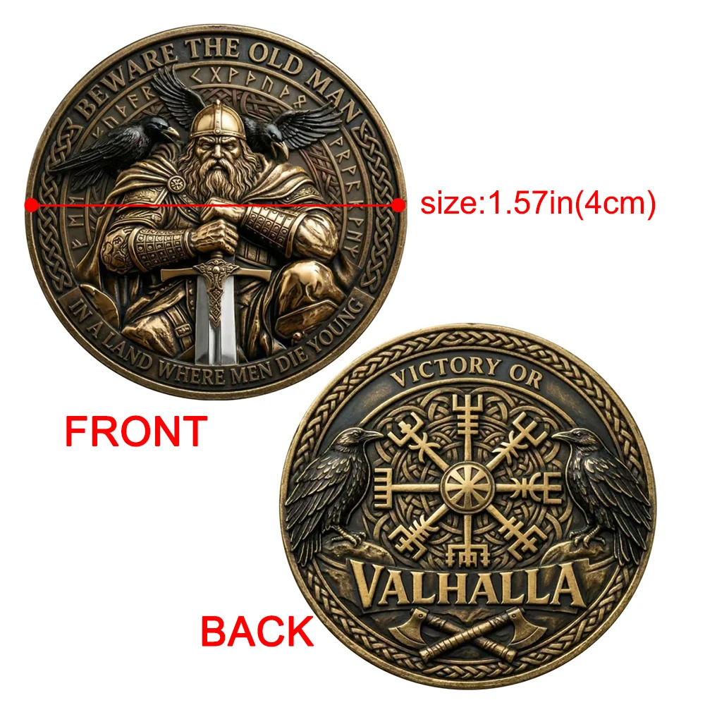 Viking Odin Valhalla Challenge Coin,Norse God Odin Commemorative Coins, 