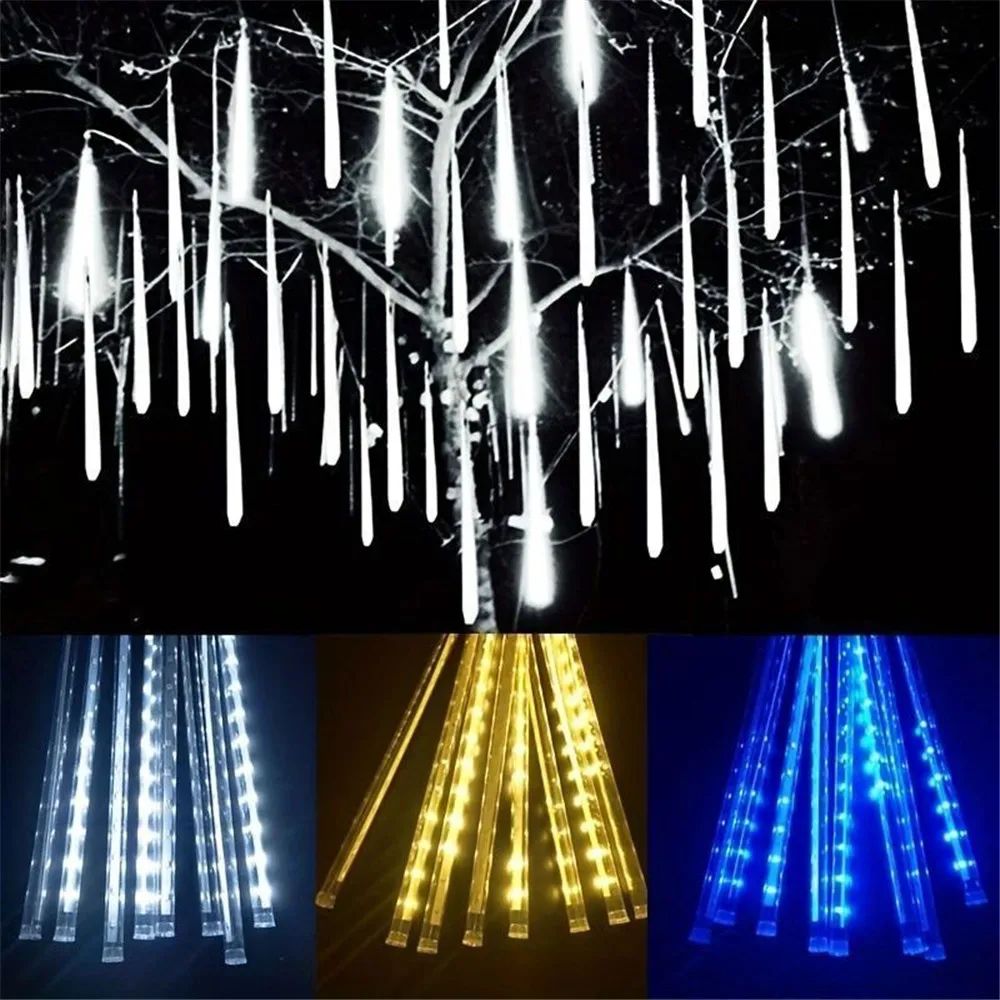 

1/2/3/4 Set Christmas Light Street Decoration LED Meteor Shower Fairy Lights Lighting String Garden Garland Light US/EU Plug