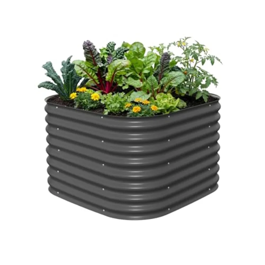 

26 очень высоких модульных овальных металлических грядок-ящиков 4-в-1 для овощей, цветов и фруктов, современный серый цвет