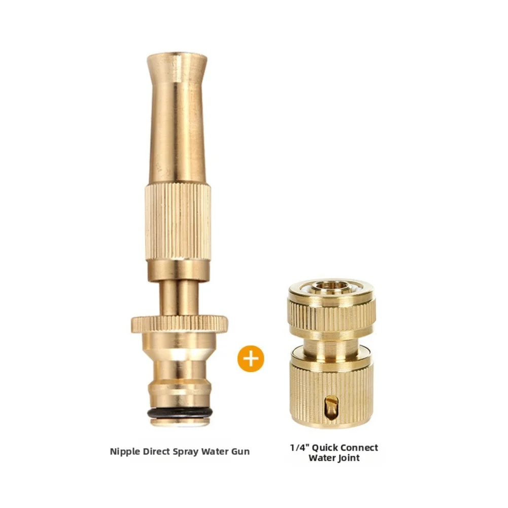 

Brass Garden Hose Connector Kit with Adjustable Nozzle for Water Flow Control in For Gardening and Car Washing