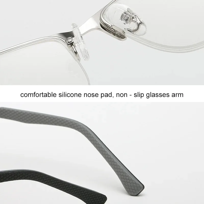 Metall Halb-rahmen Blau Licht Blockieren Lesebrille Männer Platz Reader Brillen Mode Frauen Presbyopie Brille +1,0 Bis +4,0 – Detail 10