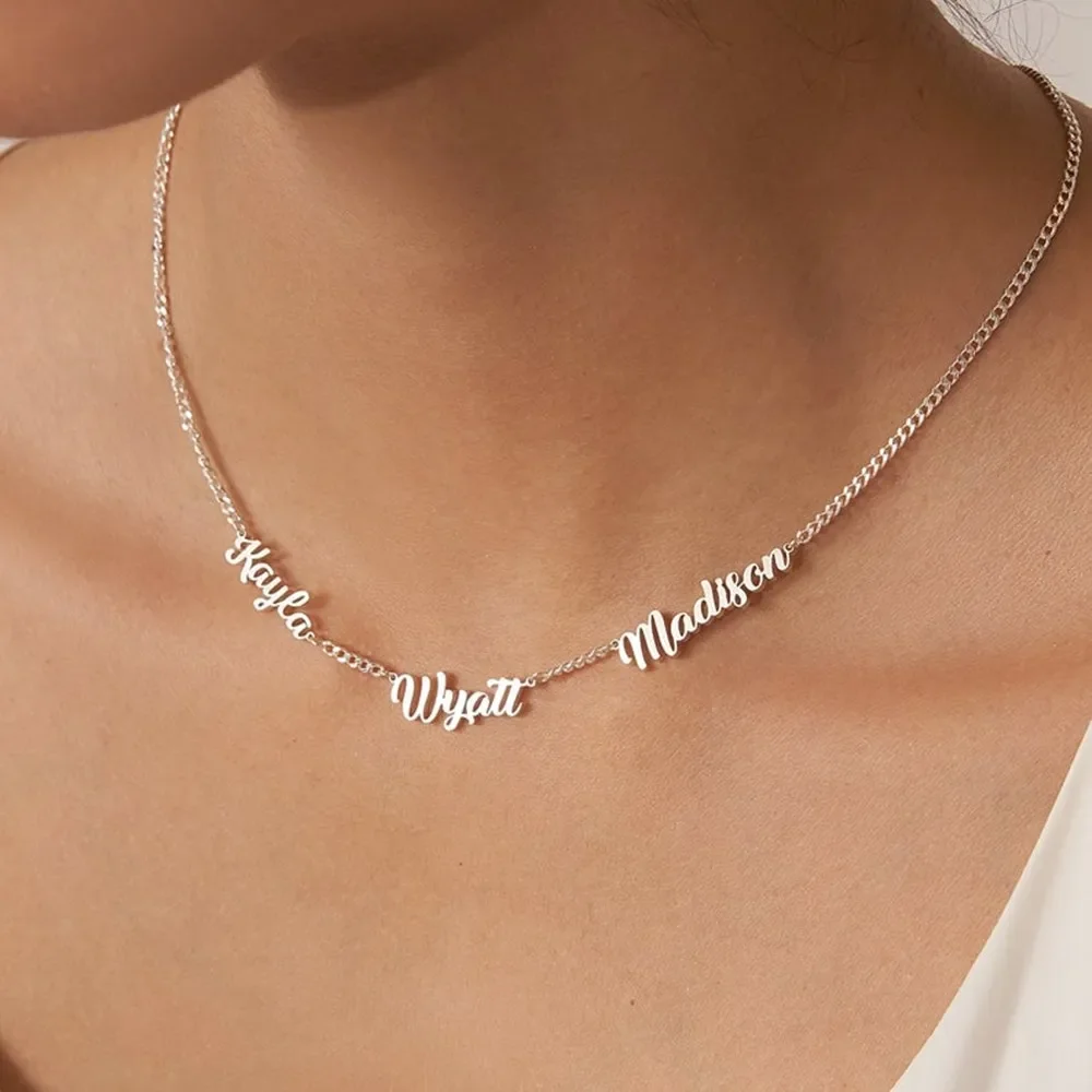 Custom Name Necklace Personalized Multiple Name Pendant Necklace Stainless Steel Cuban Chian Necklace for Jewelry Gifts