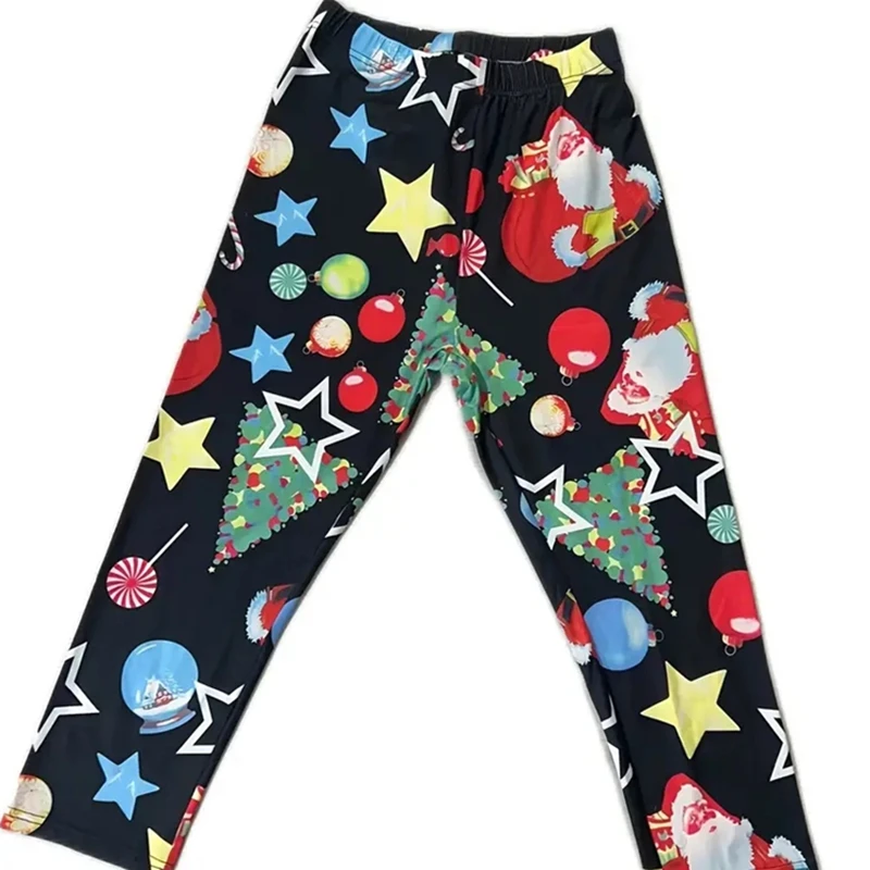 New Women's Plus Size Christmas Casual Leggings Women's Plus Graphic Print Slight Stretch Skinny Leggings