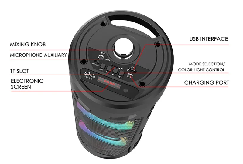 Imagem -05 - Alto-falante sem Fio Bluetooth Subwoofer com Microfone Grande Potência Estéreo Portátil Baixo Festa Família Karaoke Usb 30w