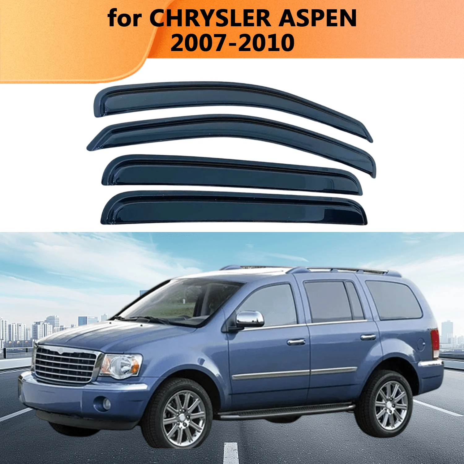 

For CHRYSLER ASPEN 2007 2008 2009 2010 Window Visor Rain Guard Side Vent Deflector Weather Shield Outside-Mount