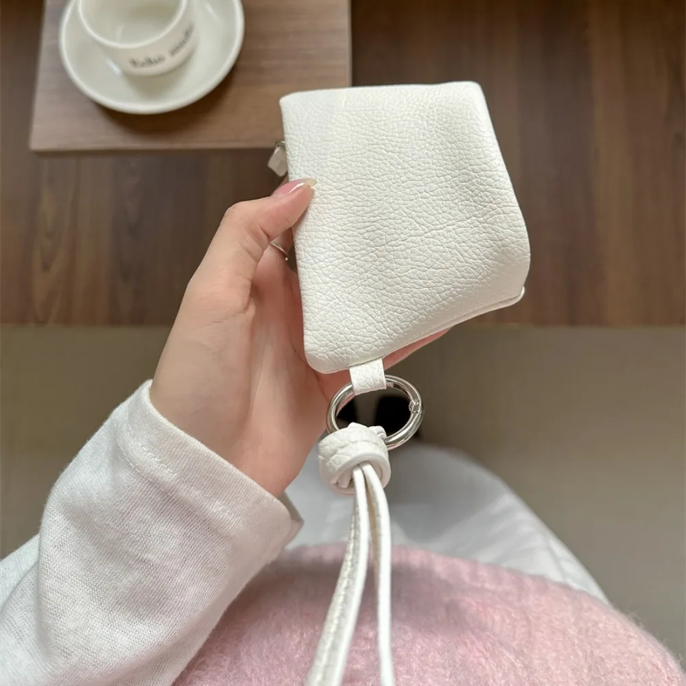 PU Leather Hanging Neck Coin Purse Lipstick Earphone Pouch Purse Lanyard Wallet Card Holder Makeup Storage Mini Storage Bag