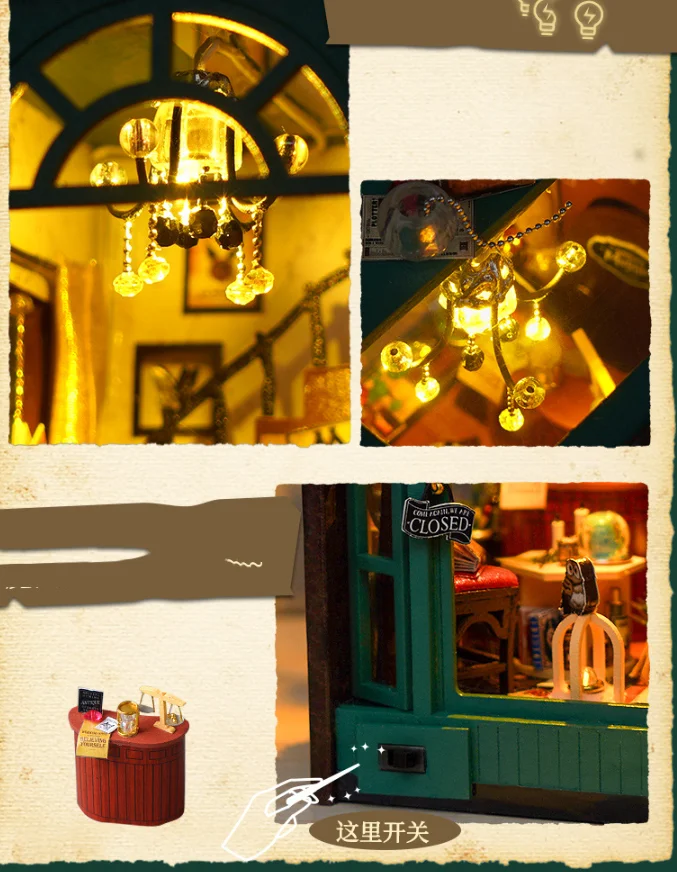 Kit di inserti per angoli per libri fai-da-te Casa Scaffale per libri in legno Modello di inserti Case delle bambole Puzzle 3D Costruzione Decorazione della casa Giocattoli per regali per bambini