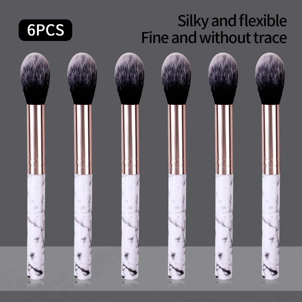 6PCS Marmorstrukturierter Puderpinsel aus weicher Faser, Rougepinsel, Konturpinsel, multifunktionales Gesichts-Make-up-Pinsel-Werkzeug