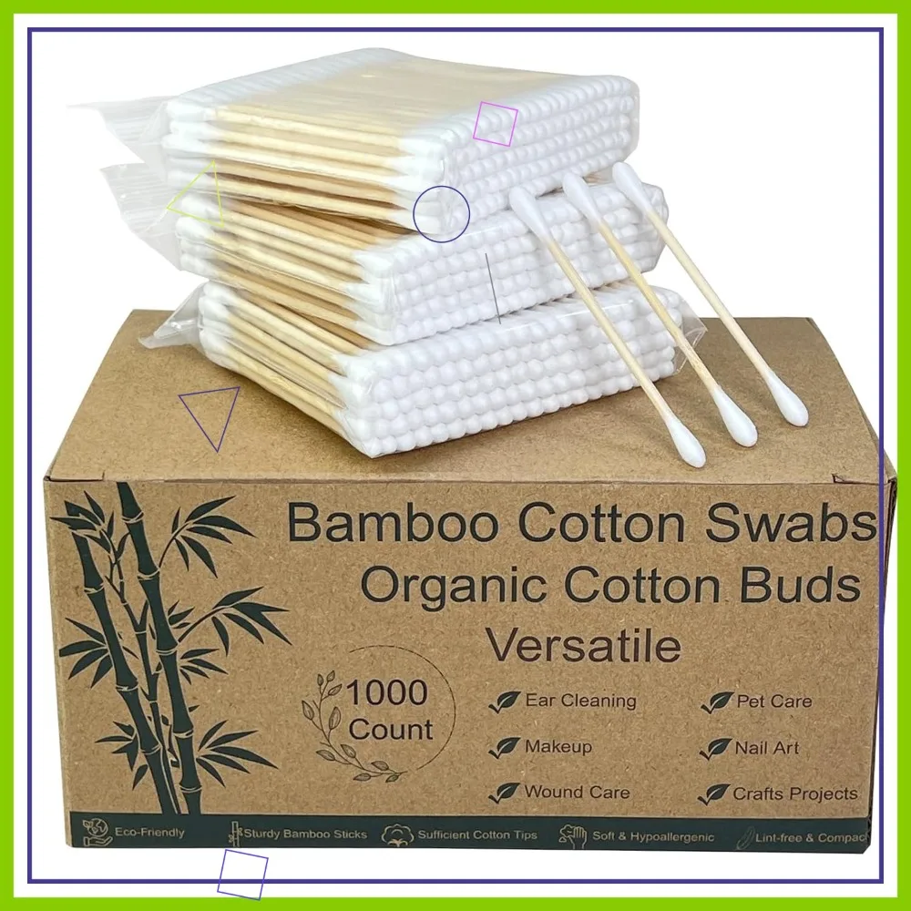 

1000 Eco-Friendly Bamboo Cotton Swabs, Biodegradable & Hypoallergenic for Makeup, Crafts & Electronics