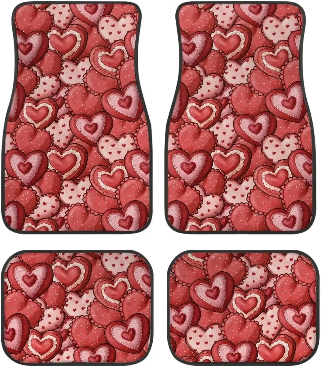 

Love Print Car Floor Mats,Front & Rear Automotive Floor Mats,Universal Fit Design，4 Pieces
