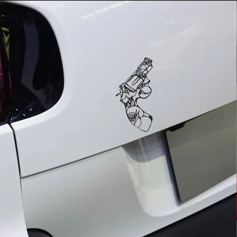 

1Pc Rose Revolver Car Sticker Waterproof Vinyl Decal Flower Revolver Design for Car Motorcycle Helmet Laptop Decor
