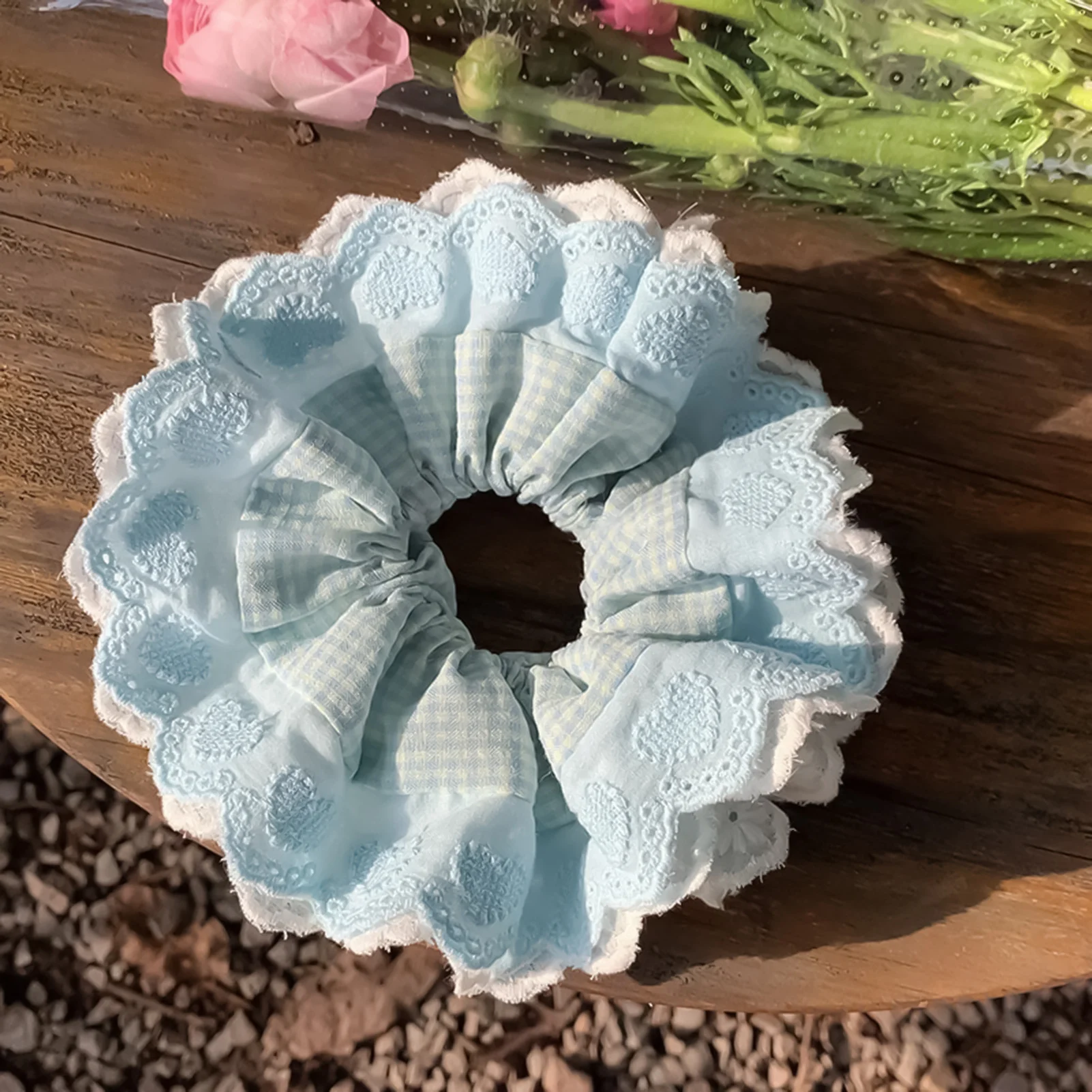 Süßes Spitzen-Stirnband für Mädchen, Pferdeschwanzhalter, Haarringe, die das Haar nicht verletzen, spurlose Haarseile für Mädchen, Haar-Accessoires, Stirnband – Detail 3