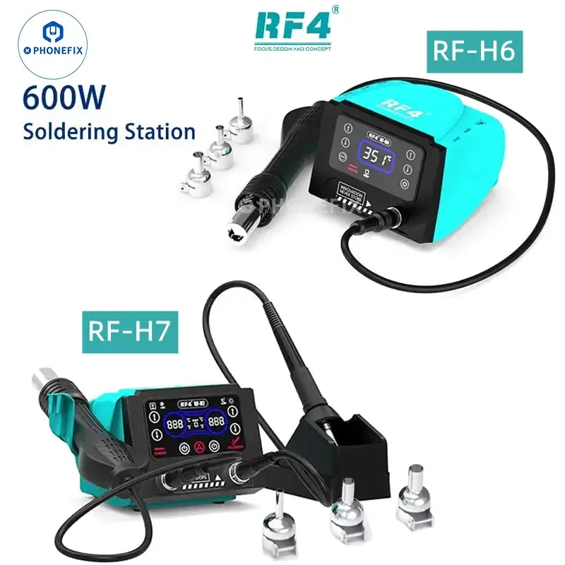 

NEW RF4 RF-H7 RF-H6 Dual Station Fast Desoldering Platform 600W Hot Air Gun 936 Soldering Iron Kit for Phone Repair Welding Tool