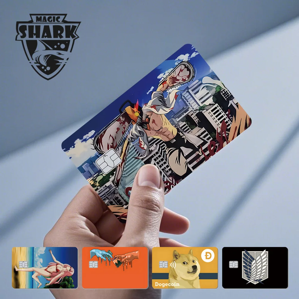 Funny Dog Bitcoin Wing Anime Meme Skull Ultra Thin Front Skin Cover Film Sticker for Credit Bank Debit Card