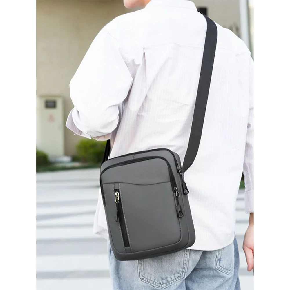 Bolso cruzado sencillo y a la moda para hombre, mochila de estilo Hip-hop hecha de tela Oxford con bolsillo para teléfono móvil