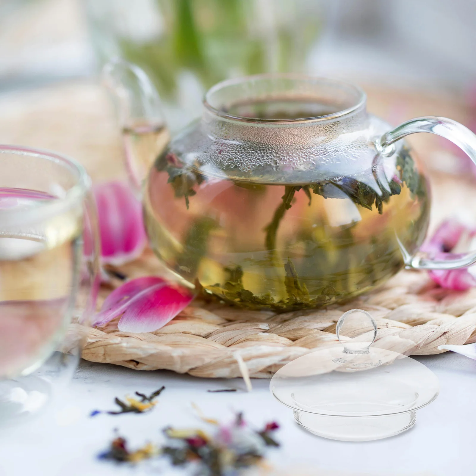 

Glass Teapot Lid Heat-Resistant Transparent Cover Easy to Use for Tea Kettle Household Supply Tea Pot Lid