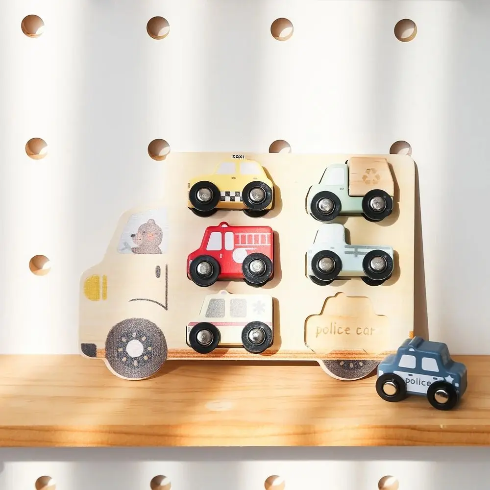 Jigsaw Montessori Puzzles Toys Interactive Challenges Wooden Geometry Puzzle Toys DIY Portable Car Shape Puzzle Board