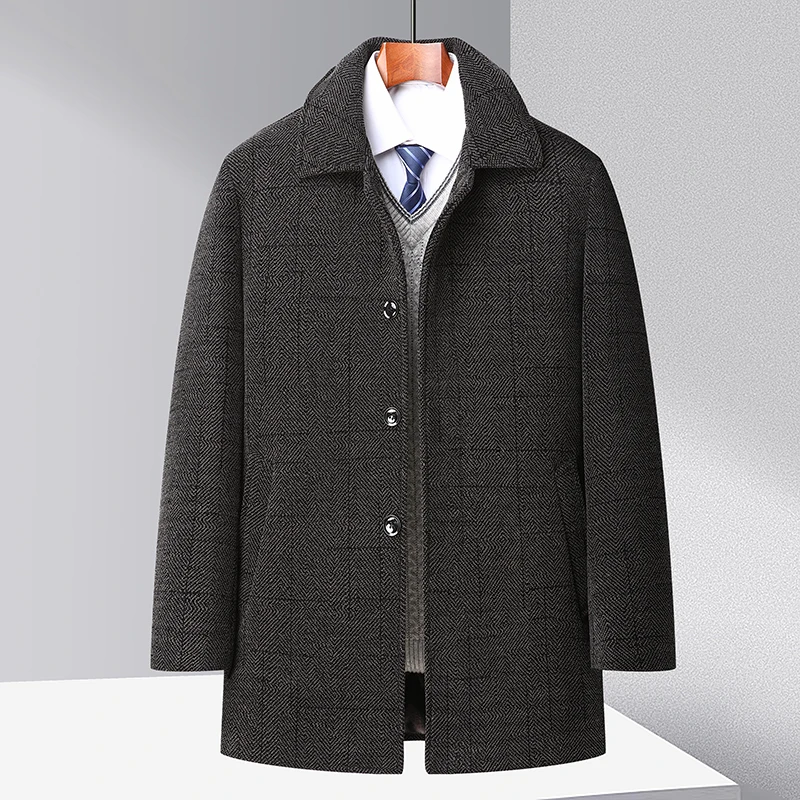 2023 New Winter Jacket Men\'s Fashion Wool Coat Men\'s Casual Wool Trench Jacket Men\'s Formal Jacket Men\'s Fleece Thickened