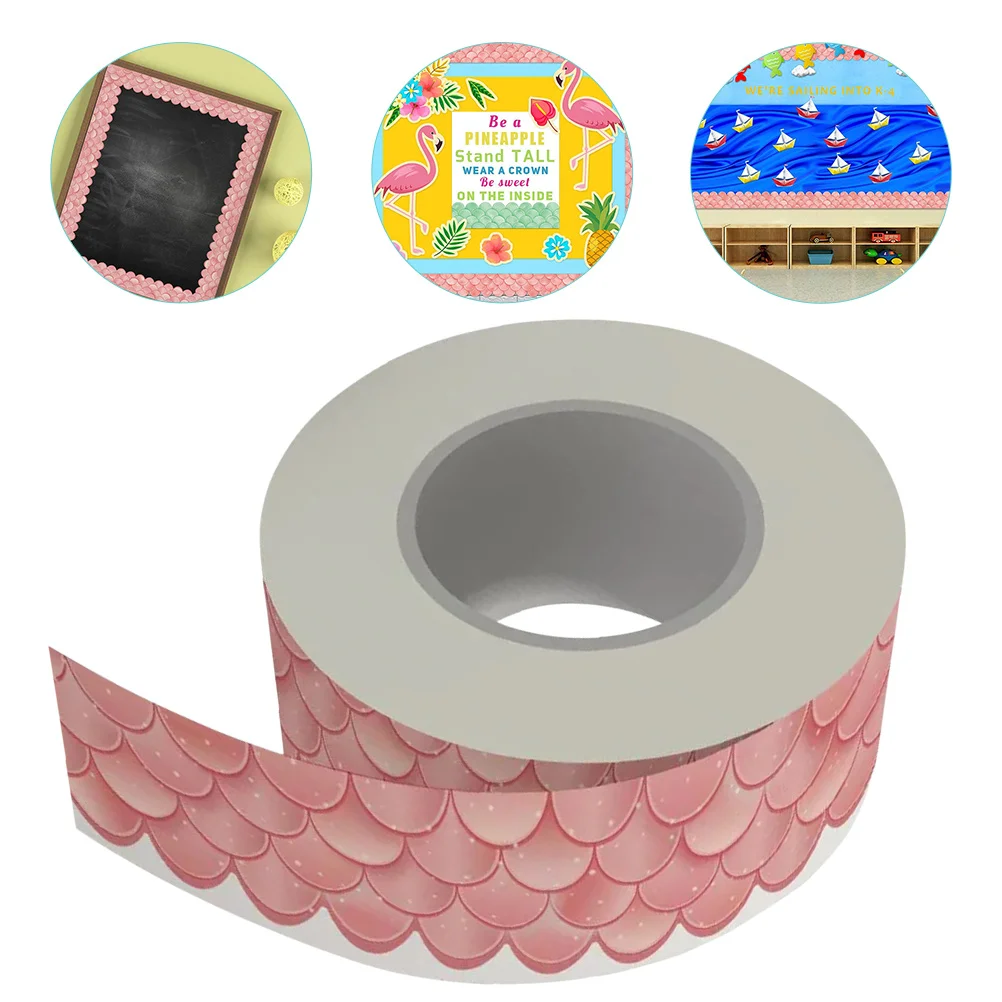 

Bulletin Board Wavy Stickers Decoration Pattern Blackboard Border Scale Pink Copper Plate