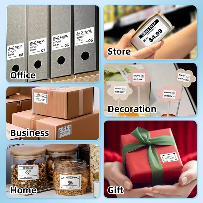 5 Rolls of White Coreless Label Stickers 40X30Mm, Each Roll Contains 200 Stickers, for Home, Office, DIY Projects, Gift Packaging Labels, Compatible with M100/M110/M220/M221/M200/P50 Portable Label Printers