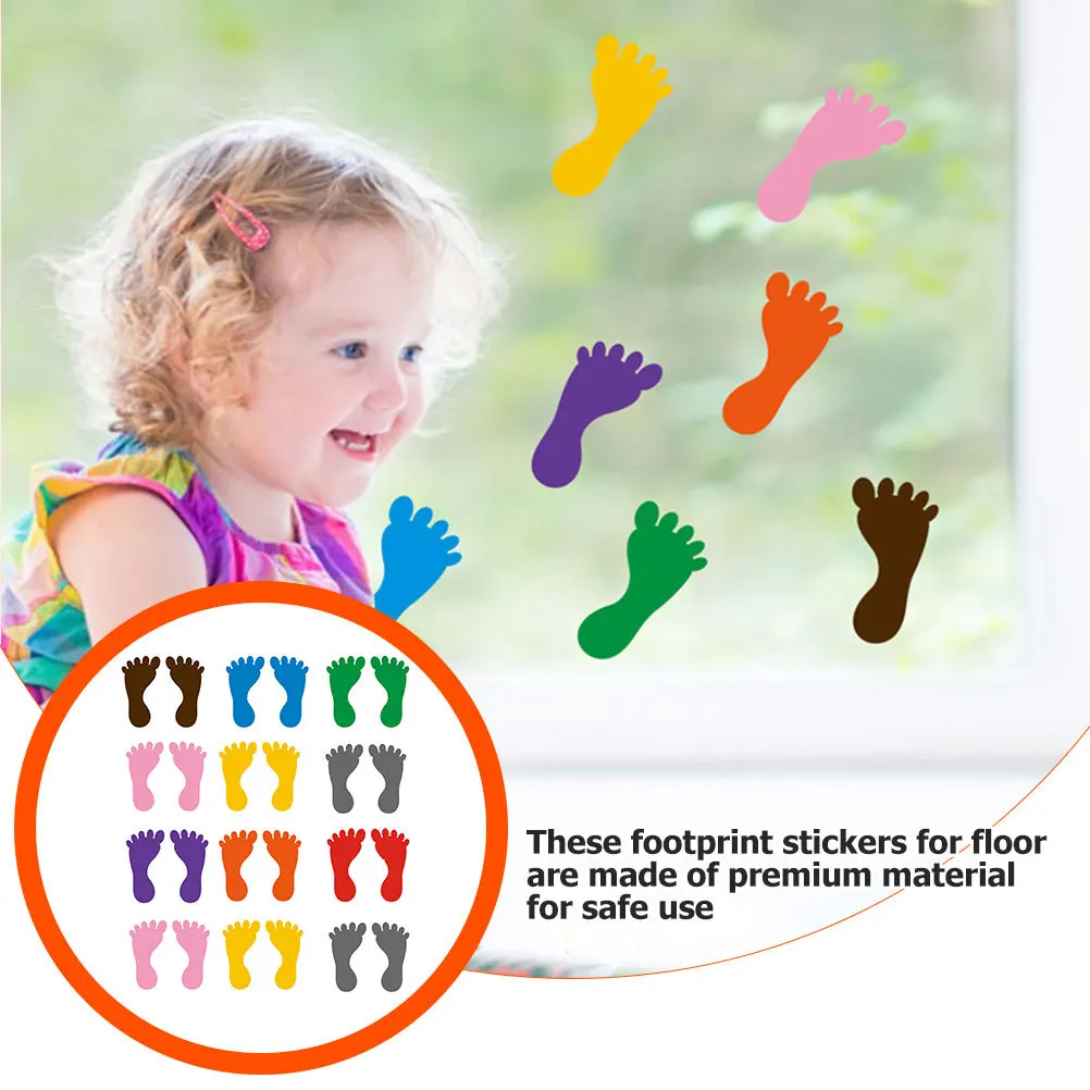 12Pairs Premium Footprint Stickers Floor Decals for Children Social Distance Learning Classroom Management Stair Safety Decor