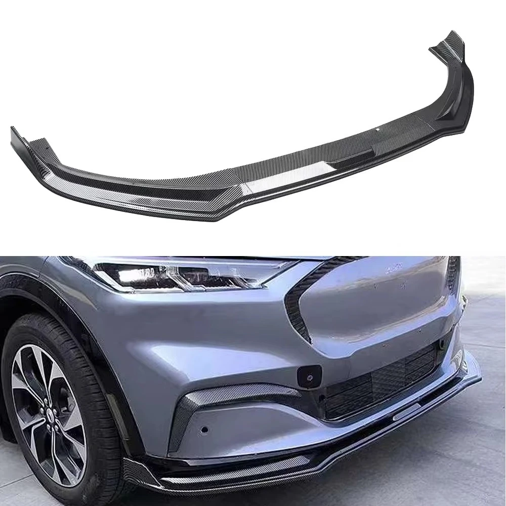 

New Carbon Fiber Look Front Lip & EV PP Front Splitter for Mustang Mach E Auto Parts Upgrade