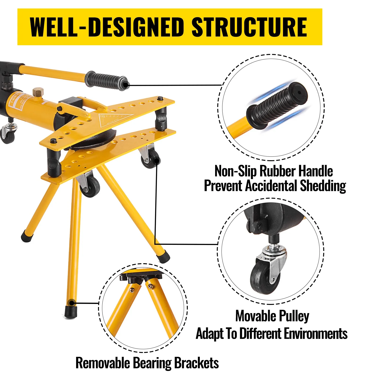 1인치 수동 유압 파이프 벤더 10톤 다기능 6 다이스 13-34mm 스테인리스 스틸 튜브 벤딩 도구 펌프 배기 기계