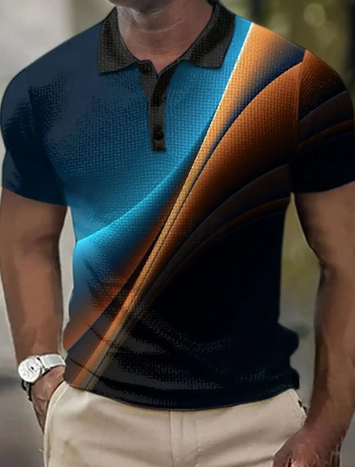 3D Printed 2025 Fashion Men's Geometic Line Polo Short Sleeve Polo Shirt Collared Shirts Casual Outdoor Business Daily Wear Tops