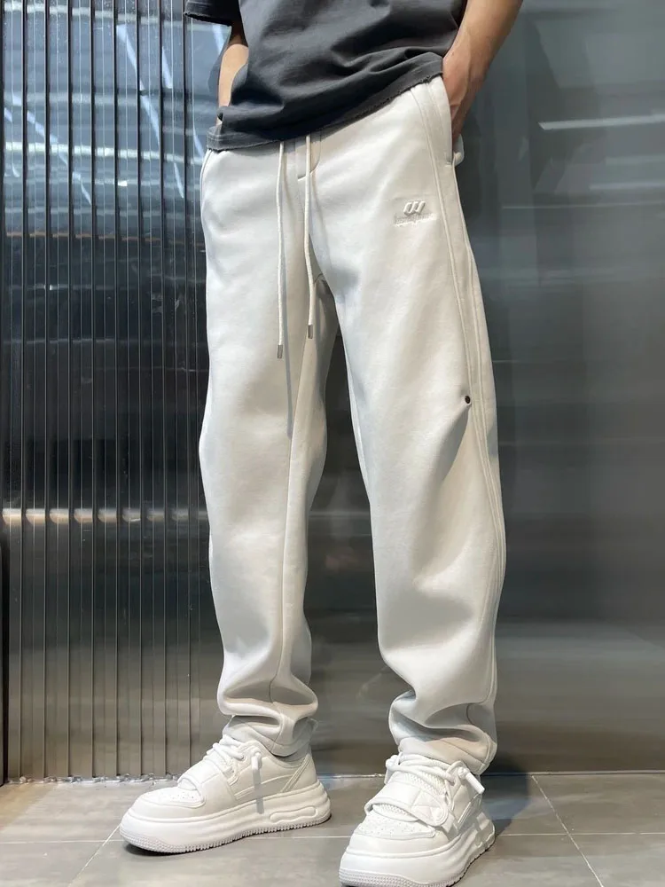 

Мужские повседневные свободные удобные эластичные однотонные спортивные брюки прямого кроя, модные осенне-зимние новинки