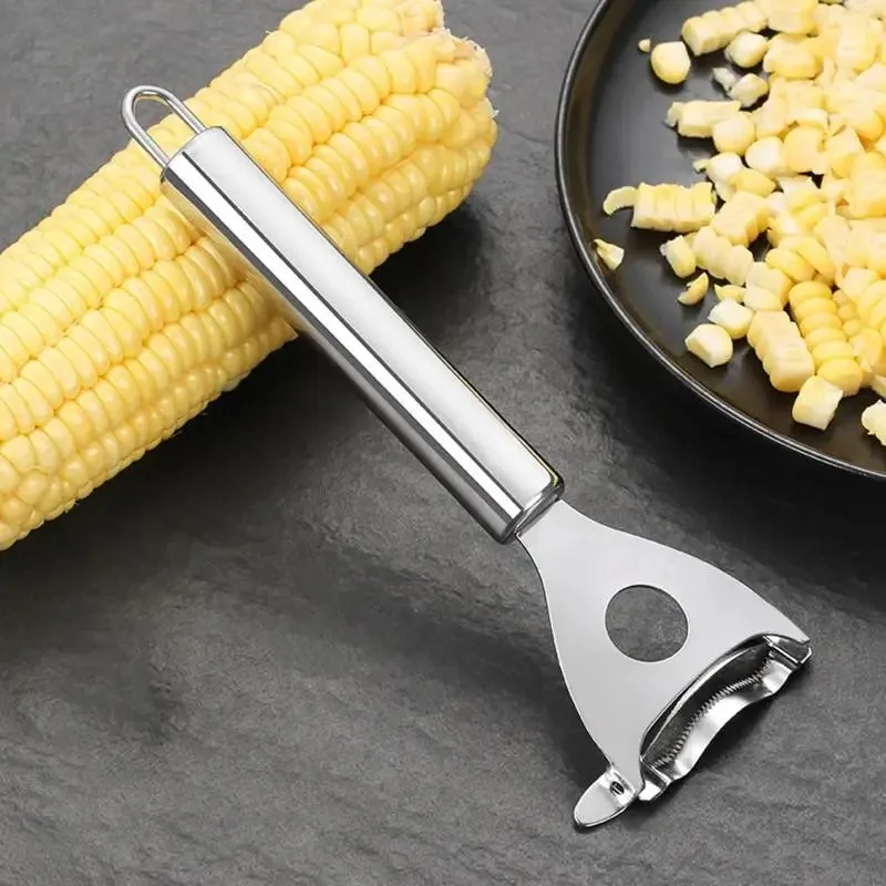 Easy-Grip Corn Stripper, 7 Inch Durable Stainless Steel, Positioning Hole Design for Control, Effortless and Mess-Free