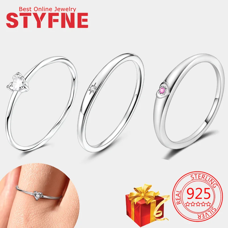 

New 925 Sterling Silver Heart-Shaped Zircon Women's Ring Suitable Anniversary Weddings Exquisite Jewelry Gifts Gift Bag