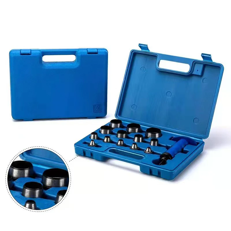 14 Stuks Punch Set Pakking Cutter Hoge Koolstofstaal Gat Lederen Ponsgereedschap Voor Auto Riem Onderhoud Tools