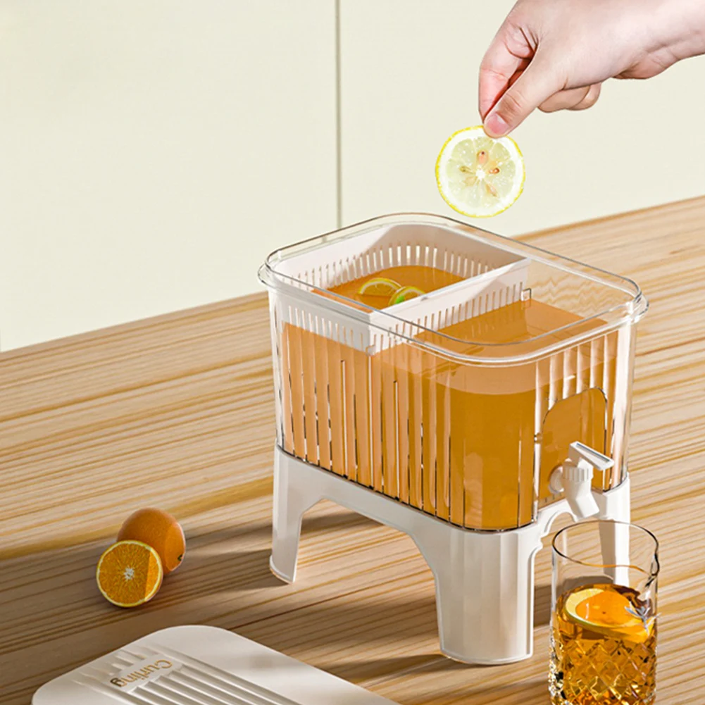 

5L Refrigerator Juice Pitcher with Faucet & Bracket Home Plastic Beverage Dispenser Filter Drink Container for Home Kitchen