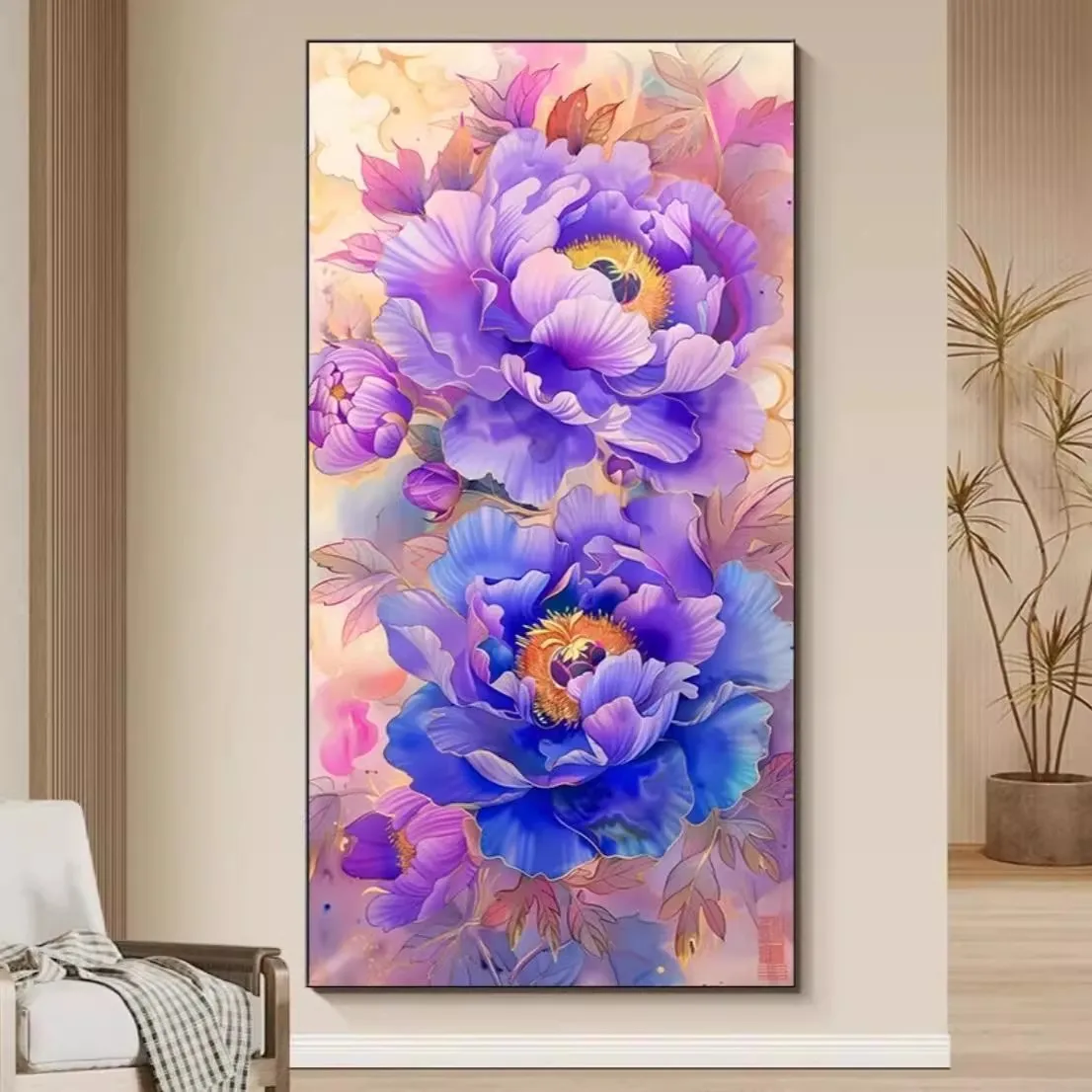 

9ct 60x110 см пион вышивка крестиком DIY печатные наборы набор для рукоделия домашний декор ремесла новый
