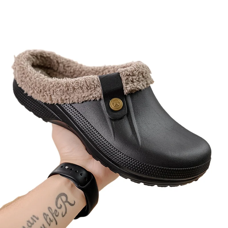 New Home Warm Slippers For Women Men Soft Plush Slippers Female Clogs Outdoor Waterproof Non-slip Cotton Slippers2024