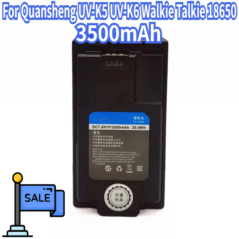 

For Quansheng UV-K5 UV-K6 Walkie Talkie Thicke Battery 18650 Cell Type-C Charging 3500mAh UV-K58 UV-5R PLUS Replacement Battery