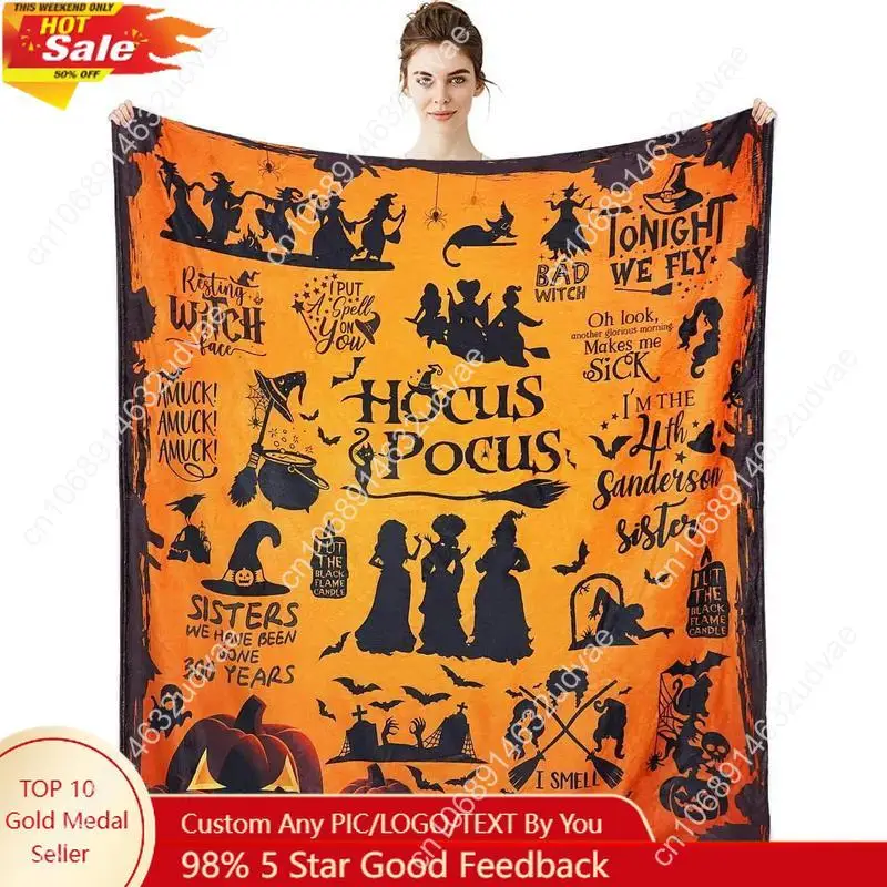 

Witch Blanket Halloween Throw Blankets Hocus Pocus Blanket for Women Witch Flannel Fleece Blankets Couch Sofa Bed Chair Deco