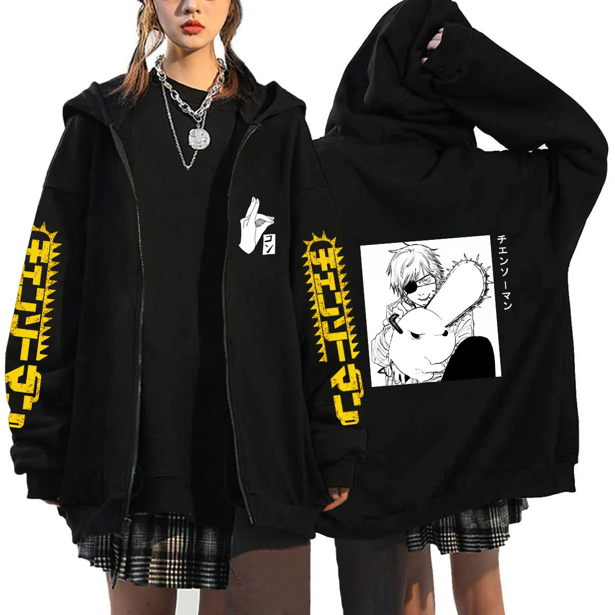 Anime Chainsaw Man Zip Hoodies Sweatshirts Oversized Coat Tops Womens Mens Fashion Zipper Cardigan Streetwear Sudaderas Jackets