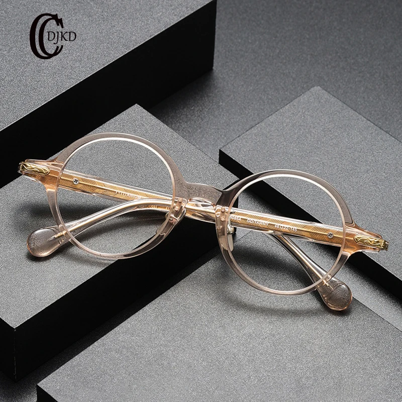 

2024 New 80854 Acetate Circular Retro Eyeglass Frame Men And Women High Quality Fashion Designer Personalized Handwork Glasses