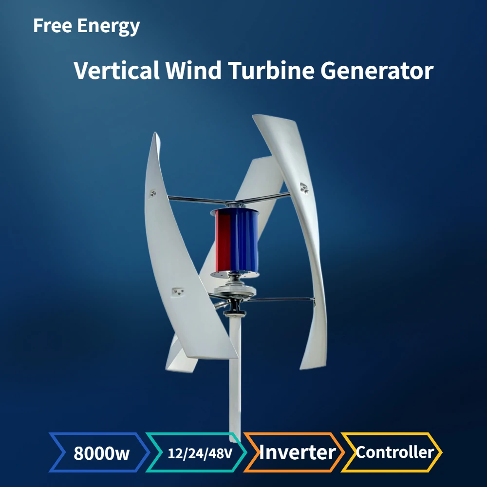 

Home Low Noise Windmill 8000W Vertical Wind Power Turbine 8KW 18V 24V 48V 3 Phase Upright Wind Energy Generator Free Energy