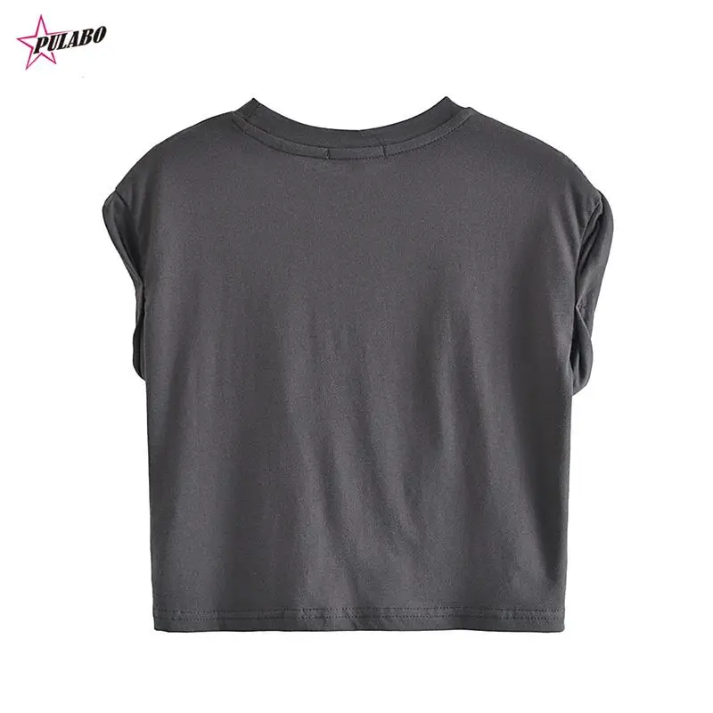 Summer Vintage Letter Print Short T Shirt Women Tops Tees O-neck Loose Female Casual Harajuku Ladies T-Shirt Woman Clothes y2k