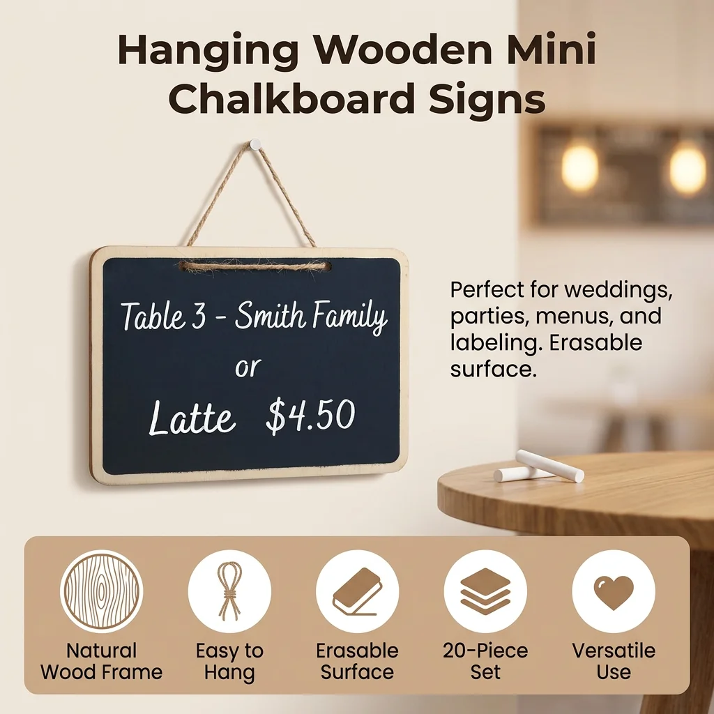 20Pcs Mini Natural Boxwood Frame for Cafe Menu Home Decor Wedding Party Events Erasable Message Board Signs