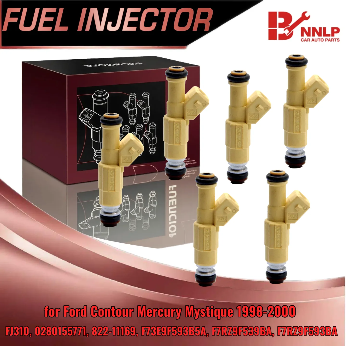 

For Ford Contour Mercury Mystique Cougar V6 2 5L 6PCS Fuel Injector Set FJ310 0280155771