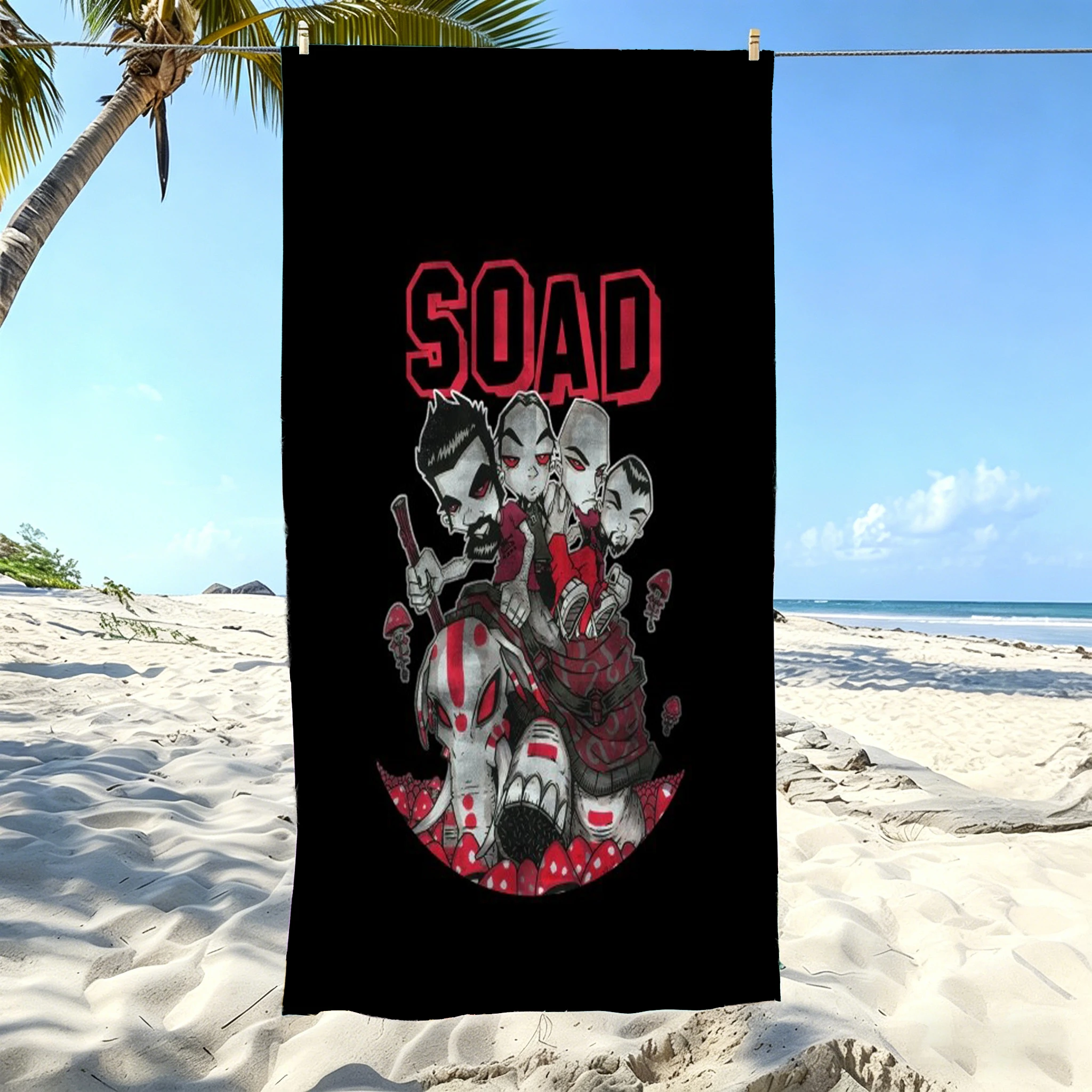 1pc S-System of a Down SOAD Cartoon Band Beach Towel Microfiber Quick Dr Bath Towel For Pool Beach Travel Metal Fans Gift