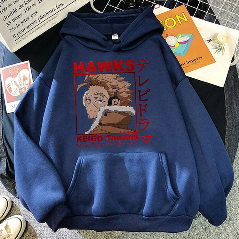 Sudadera con capucha con estampado de Anime Hawks para hombre y mujer, suéter informal con personalidad