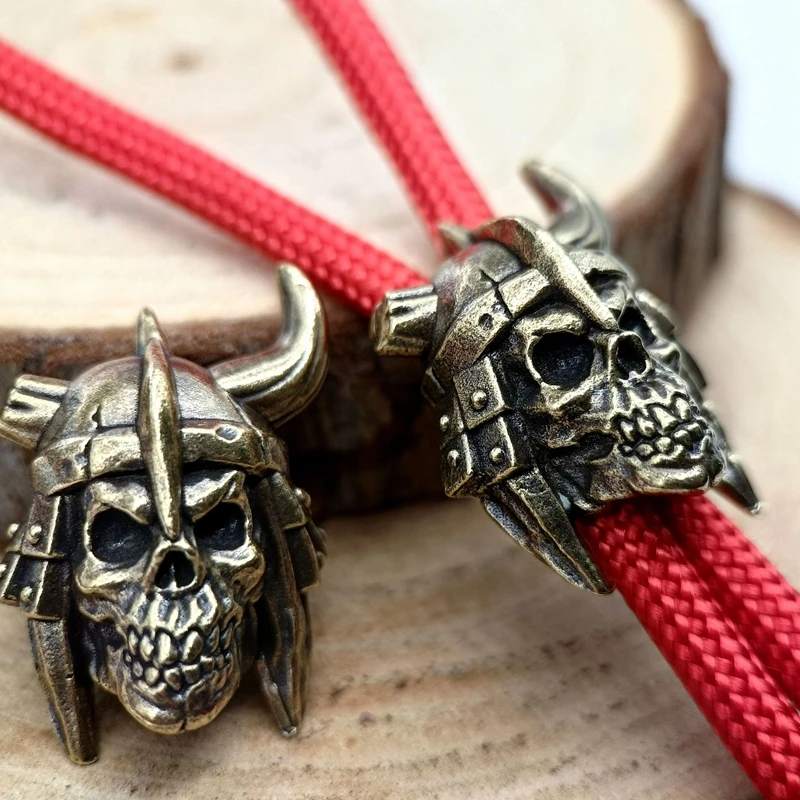

Skull Head Soldier Brass Knife Beads EDC DIY Paracord Woven Bracelets Lanyard Pendants Accessories Outdoor Tool Hangings Charms