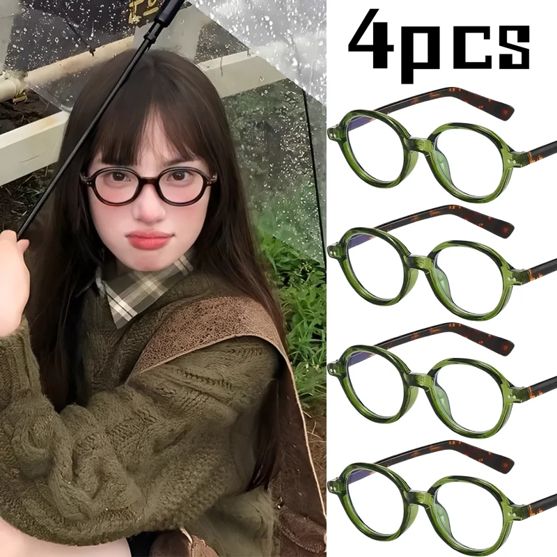 2/4 Uds. Gafas de lectura ovaladas para mujer, lectores Retro de moda para mujeres y hombres, lentes de bloqueo de luz azul de 0 ~ + 4,0, gafas más jóvenes