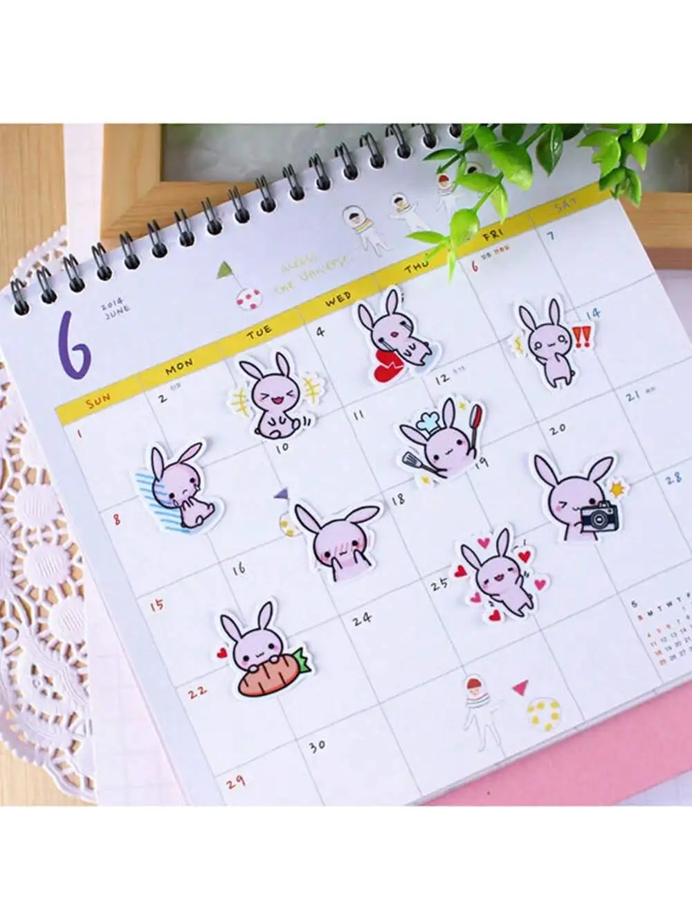 Cute Pink Rabbit Cartoon Stickers Kids\' Rewarding Stickers For Journaling Daily Life Stickers Pet Life Label Photo Album Decor