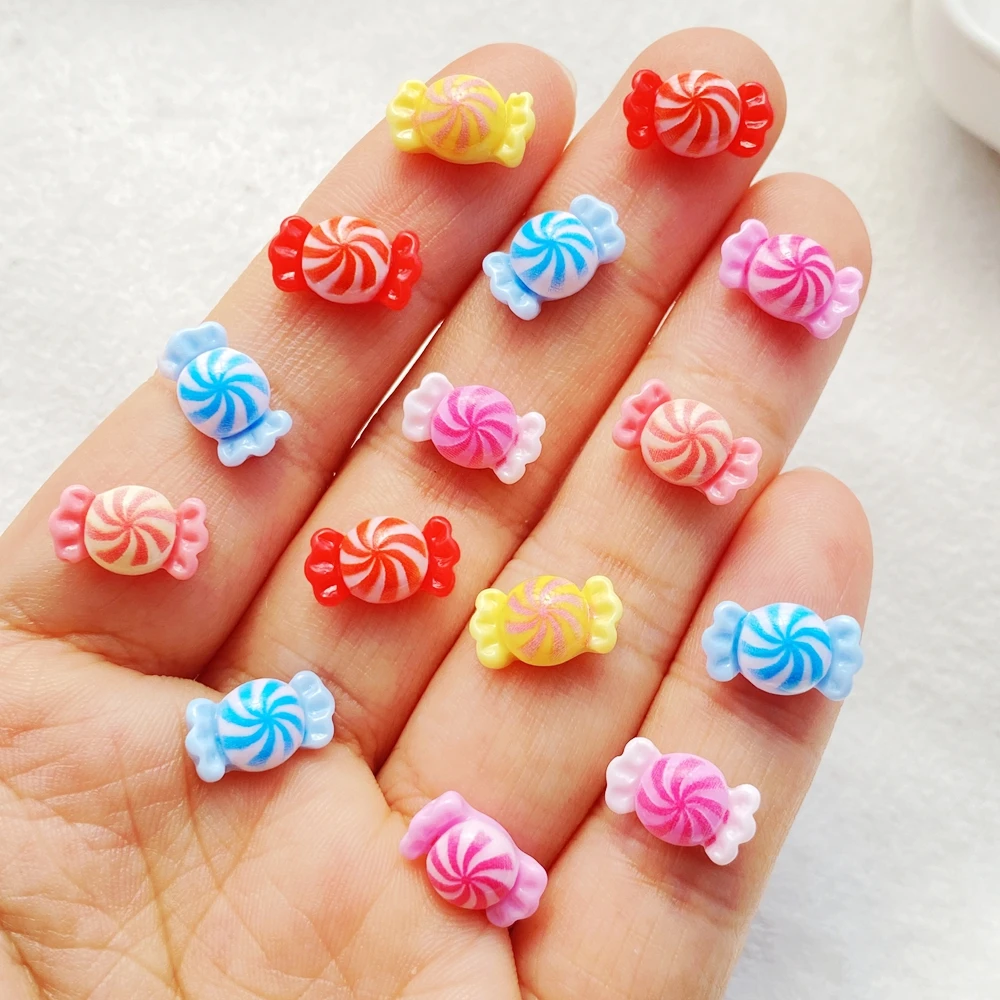 50pcs Resin Cute Mini Colorful Halloween Candy Nail Art Flat back Stone Figurines Scrapbook DIY Jewelry Decor Crafts